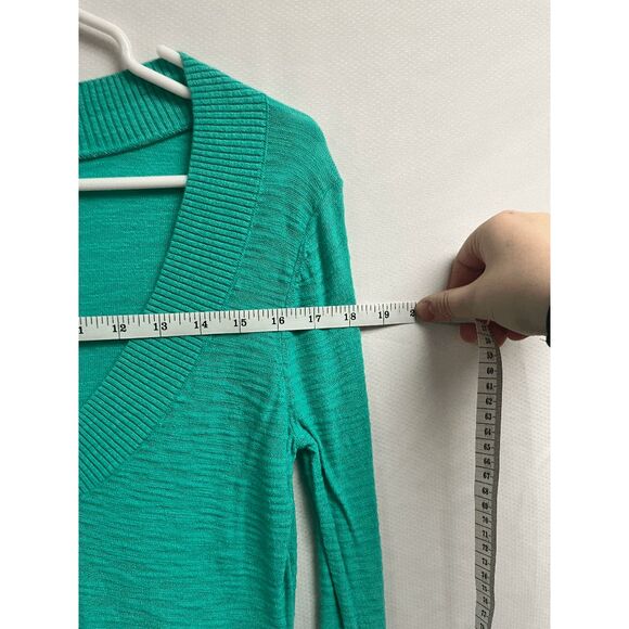 Express Womens Deep Vneck Tunic Aqua Sweater Green Sweater Size Medium - Picture 2 of 5